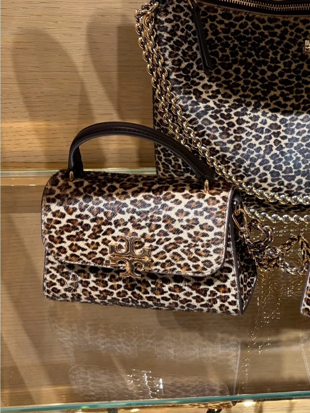 Tory Burch Britten Leopard haircalf Shoulder & Top-Handle Bag mini - Brown/Black